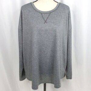 Maurices 24/7 Clara Solid Tee Womens Plus Size 1X Gray Long Sleeve Midweight Top